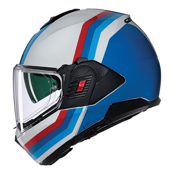 Nolan N120-1 Lineo Modular Flip-Up Helmet White / Blue / Red - FREE UK Shipping, FREE 365 Day Returns | Moto Central