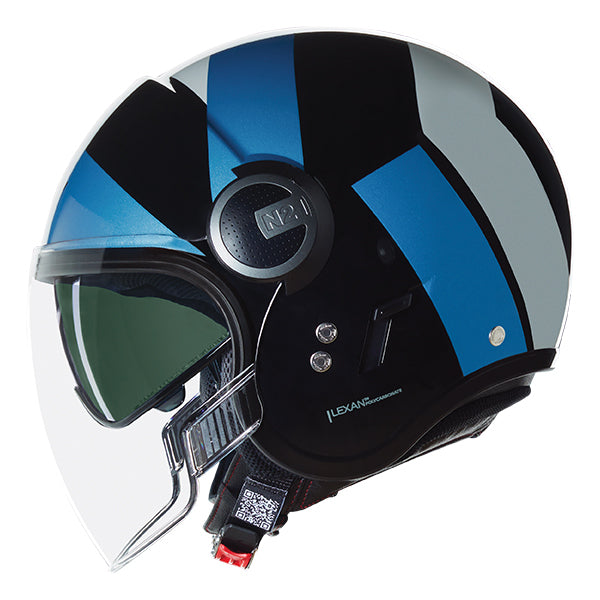 Nolan N21 Visor 06 Tangente Open Face Helmet Black / Blue / Silver  - FREE UK Delivery - Moto Central