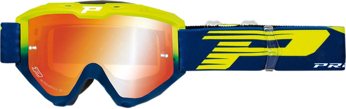 Pro Grip Riot MX Goggles Fluo Yellow / Navy Mirror