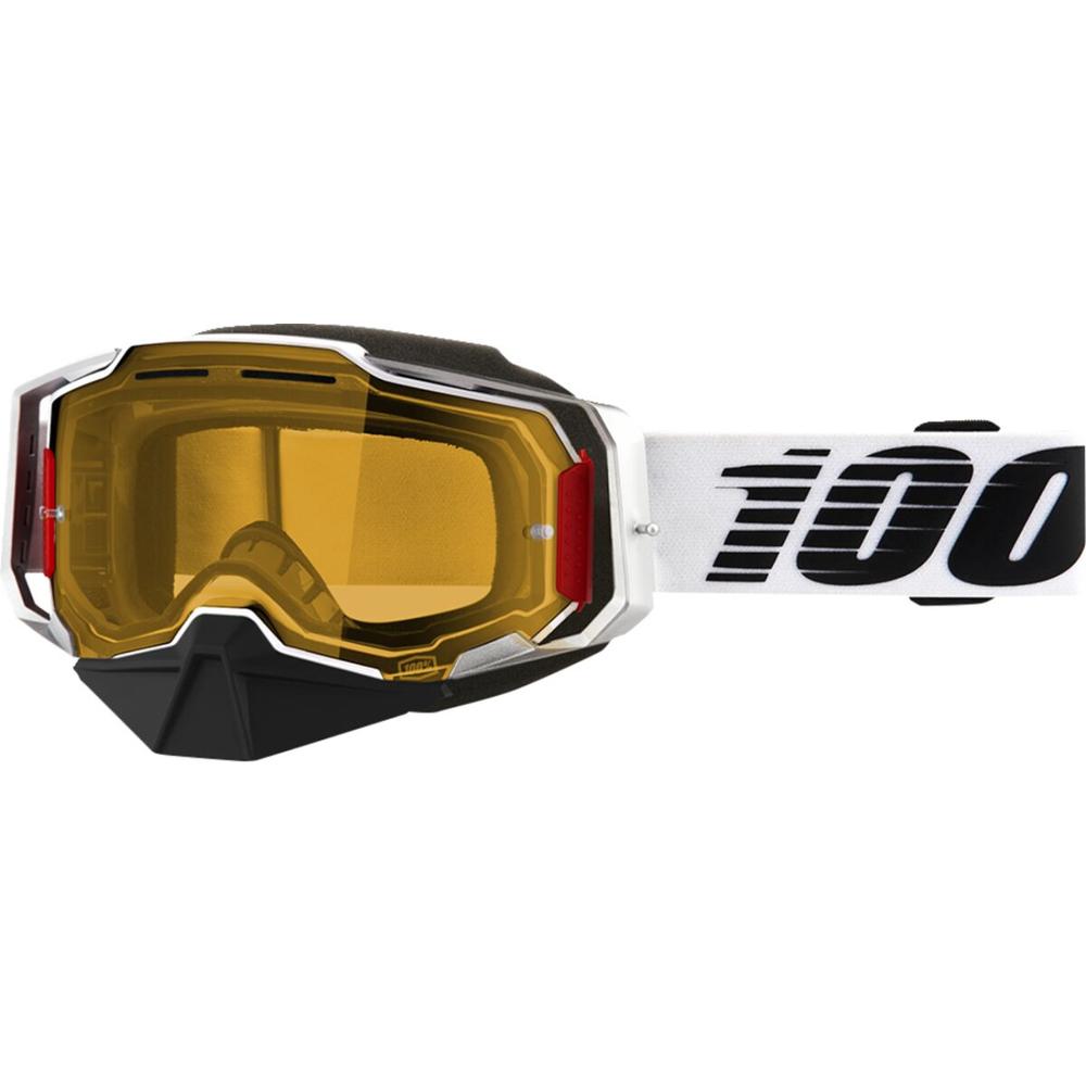 100% Armega Snow Goggles Yellow / White