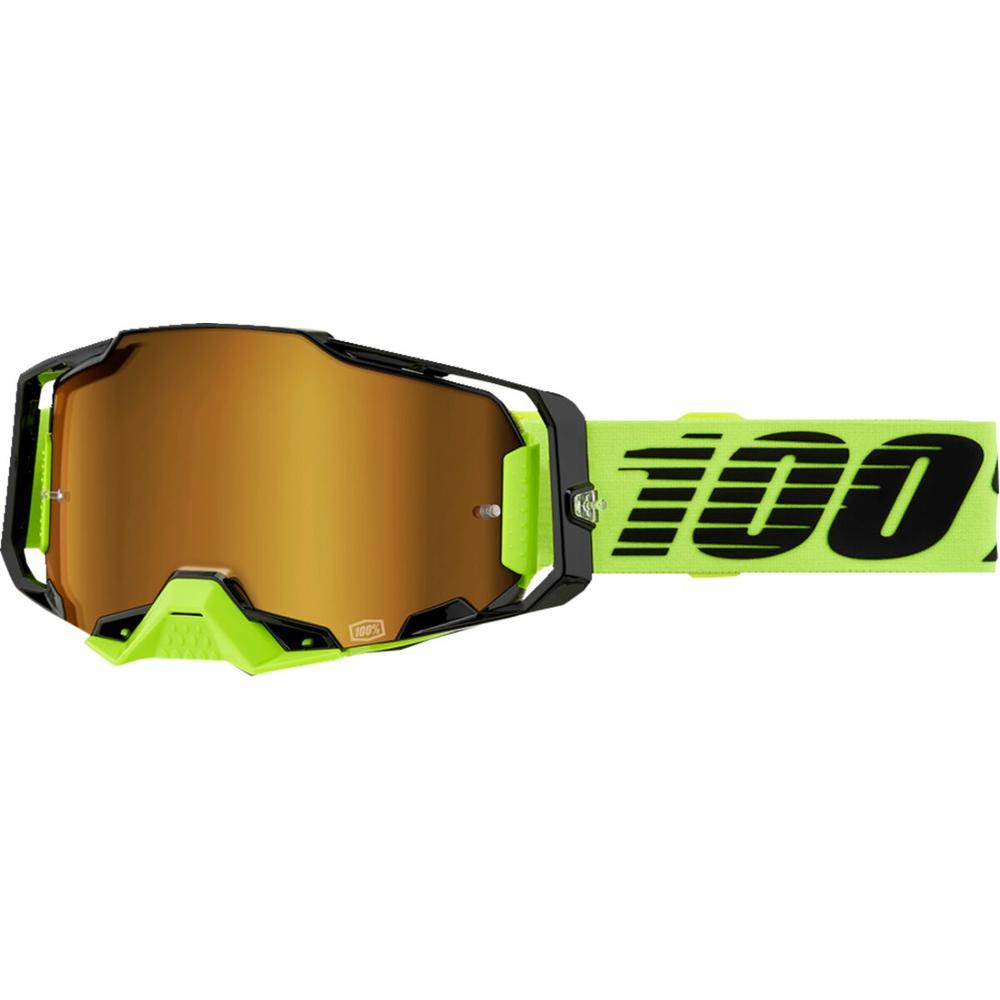 100% Armega Goggle Black / Fluo Yellow / Mirror Gold