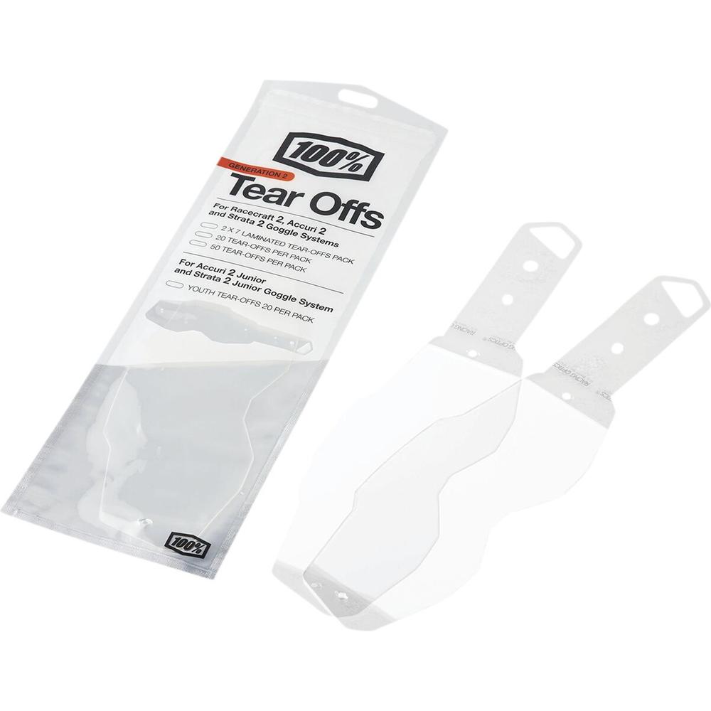 100% Accuri 2 / Racecraft 2 / Strata 2 Goggle Tear-Offs Laminated