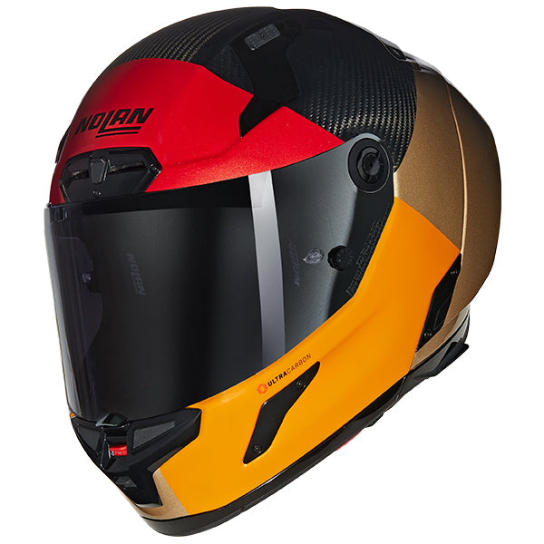 Nolan X-804 RS Blocco Full Face Helmet Carbon / Orange / Red