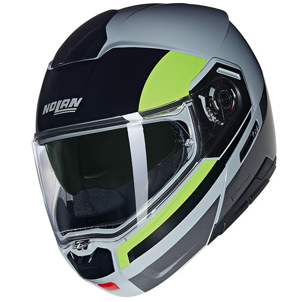 Nolan N90-3 06 Roboto Modular Flip-Up Helmet Grey / Fluo Yellow / Black  - FREE UK Delivery - Moto Central