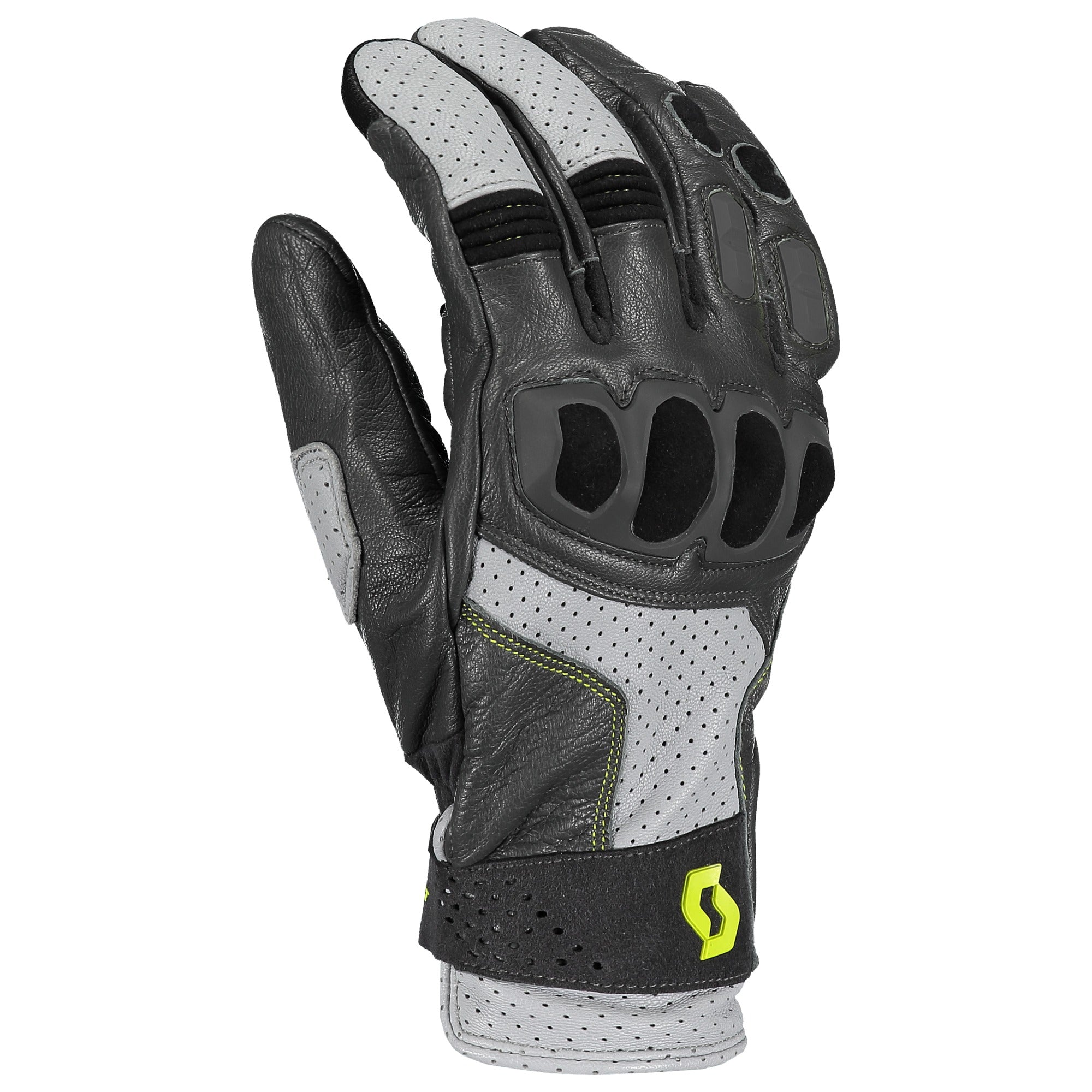 Scott Sport ADV Leather Gloves Dark Grey / Lime Green