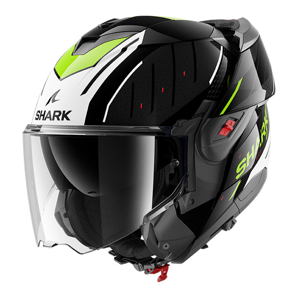 Shark OXO Flip Up Helmet Rydger Black / White / Fluo Yellow - FREE UK Shipping, FREE 365 Day Returns | Moto Central