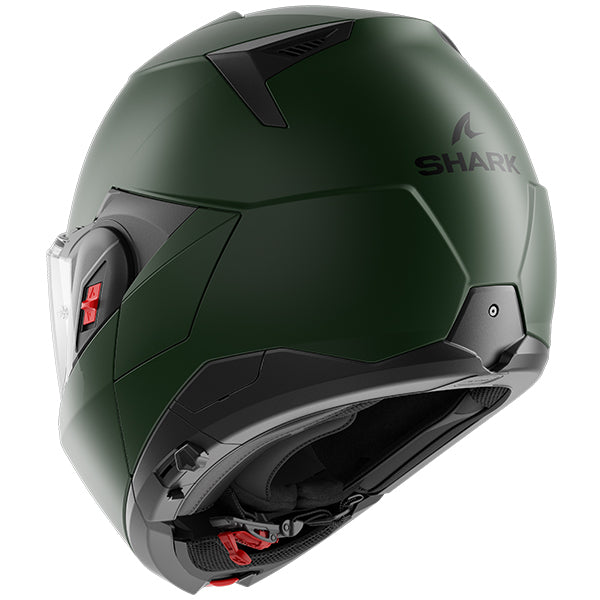 Shark OXO Flip Up Helmet Blank Matt Green - FREE UK Shipping, FREE 365 Day Returns | Moto Central