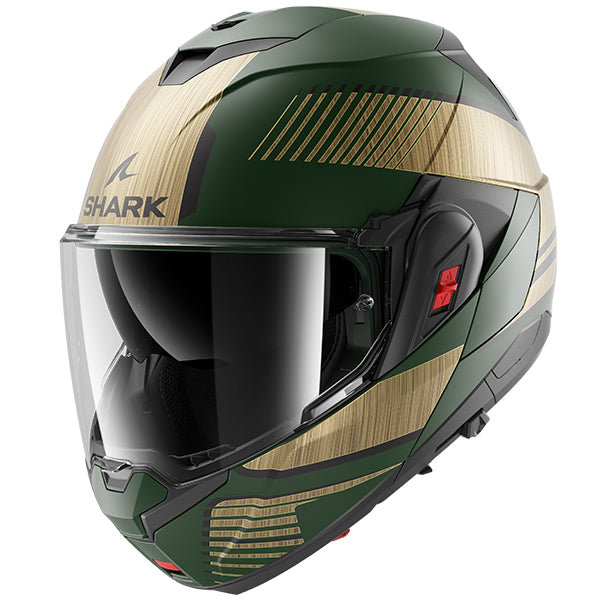 Shark OXO Flip Up Helmet Sikter Matt Green / Gold - FREE UK Shipping, FREE 365 Day Returns | Moto Central