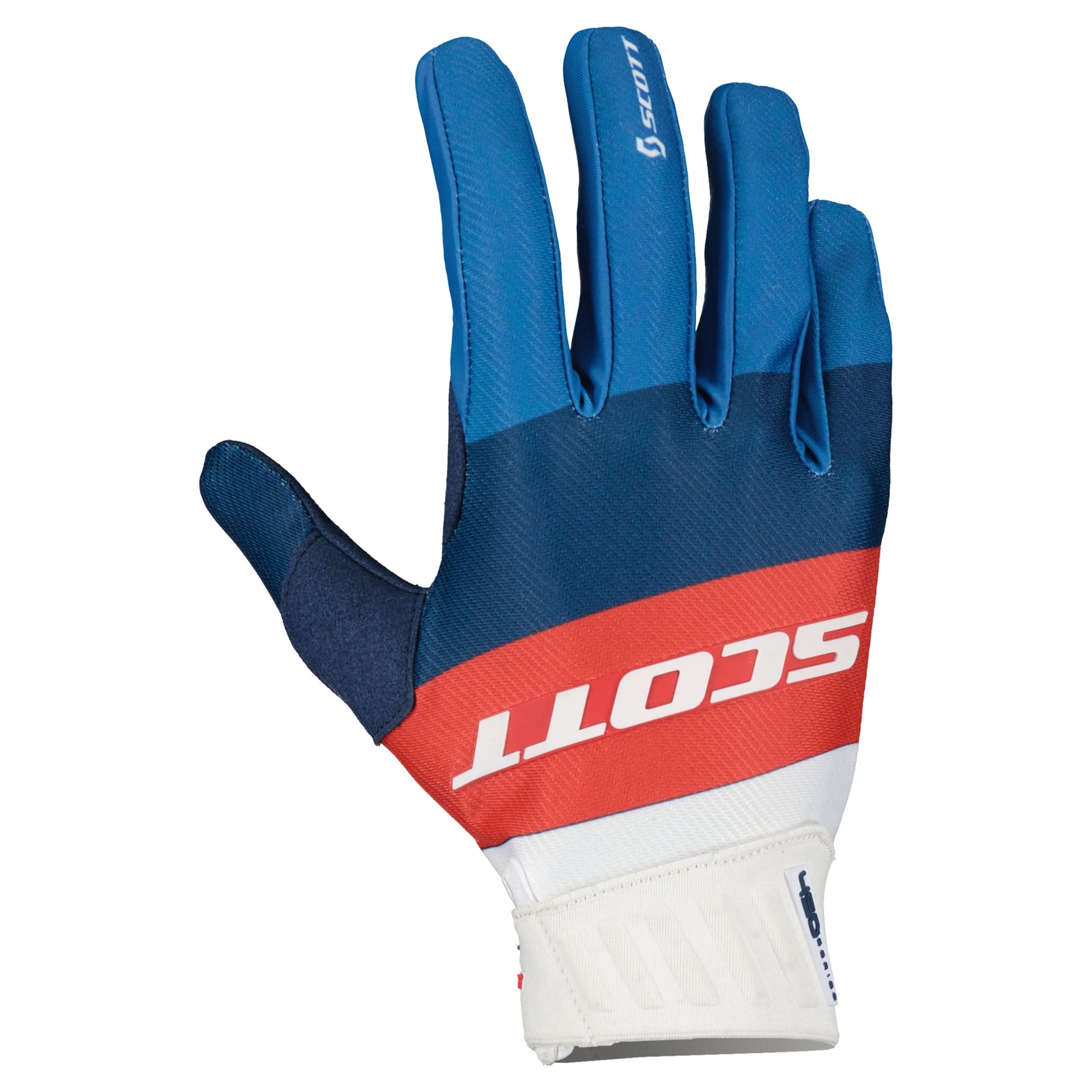 Scott 450 Angled Textile Gloves Blue / Red  - FREE UK Shipping, FREE 365 Day Returns | Moto Central