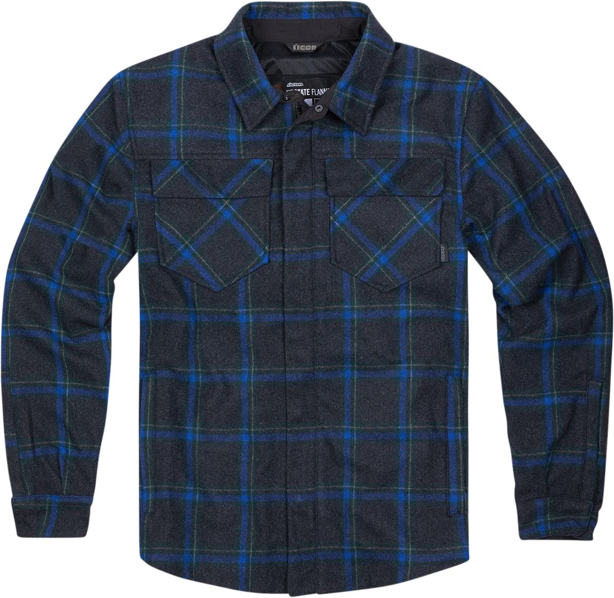 Icon Upstate Flannel Protective Riding Shirt Blue