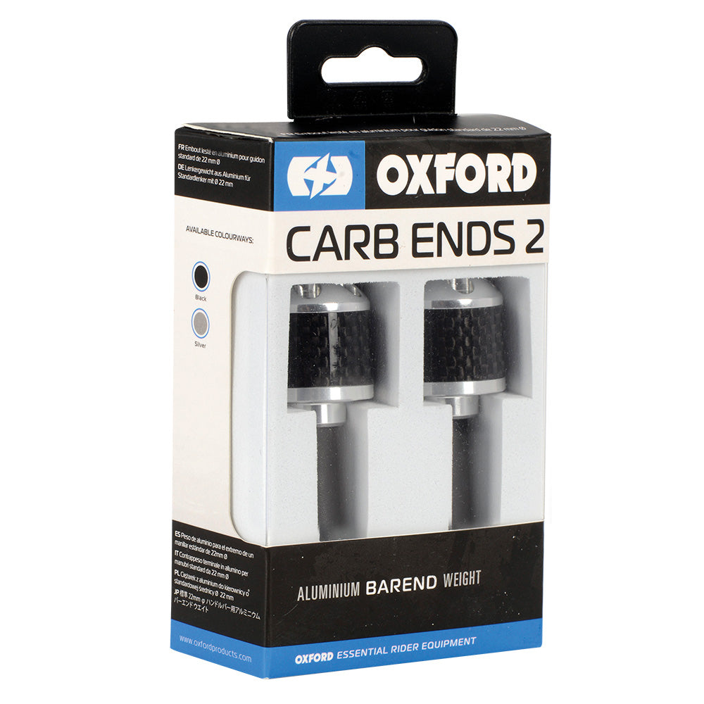 Oxford Handlebar CarbEnds 1 Silver - FREE UK Shipping, FREE 365 Day Returns | Moto Central