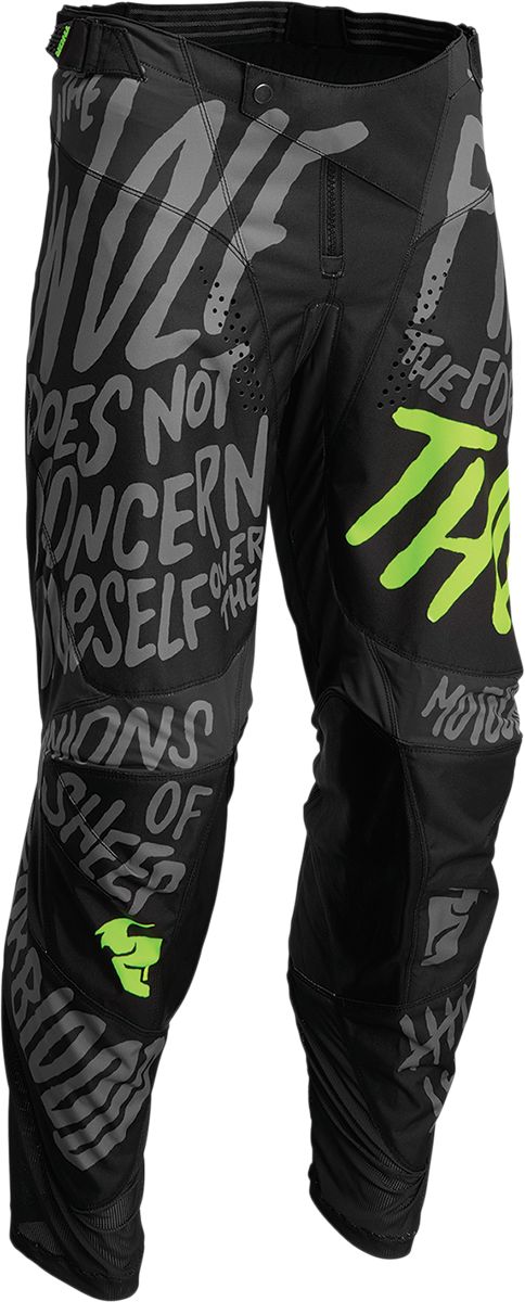 Thor Pulse Counting Sheep Textile Trouser Charcoal / Fluo Green