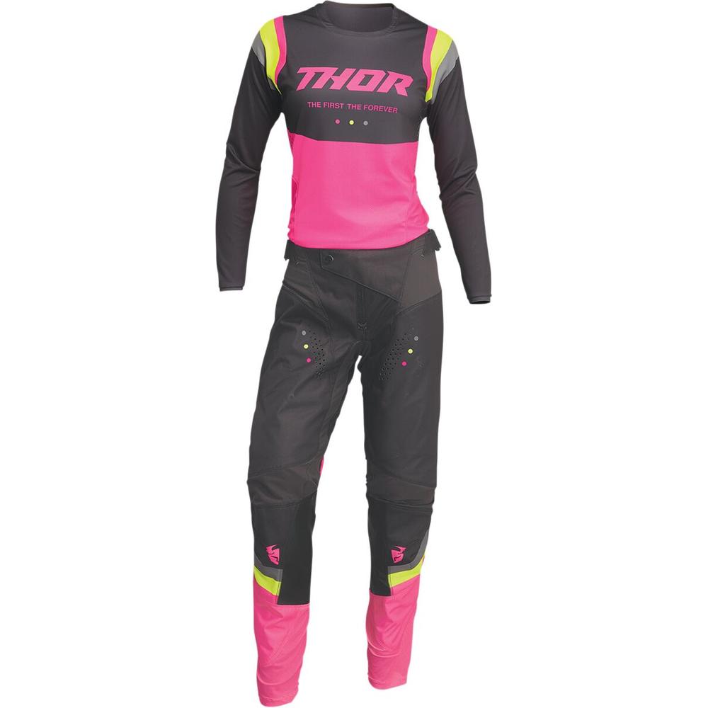 Thor Pulse Rev Ladies Textile Trouser Charcoal / Fluo Pink