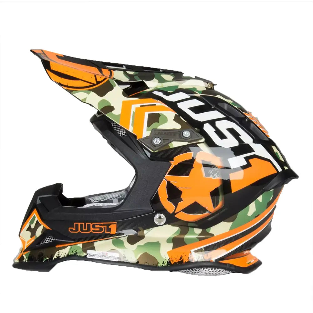 Just1 J12 Carbon MX Helmet Kombat Orange  - FREE UK Delivery - Moto Central