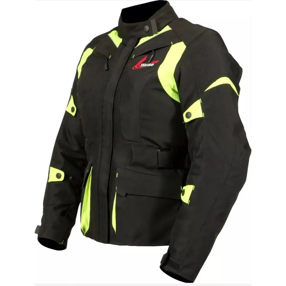 Weise Pioneer Textile Jacket Black / Neon - FREE UK Shipping, FREE 365 Day Returns | Moto Central