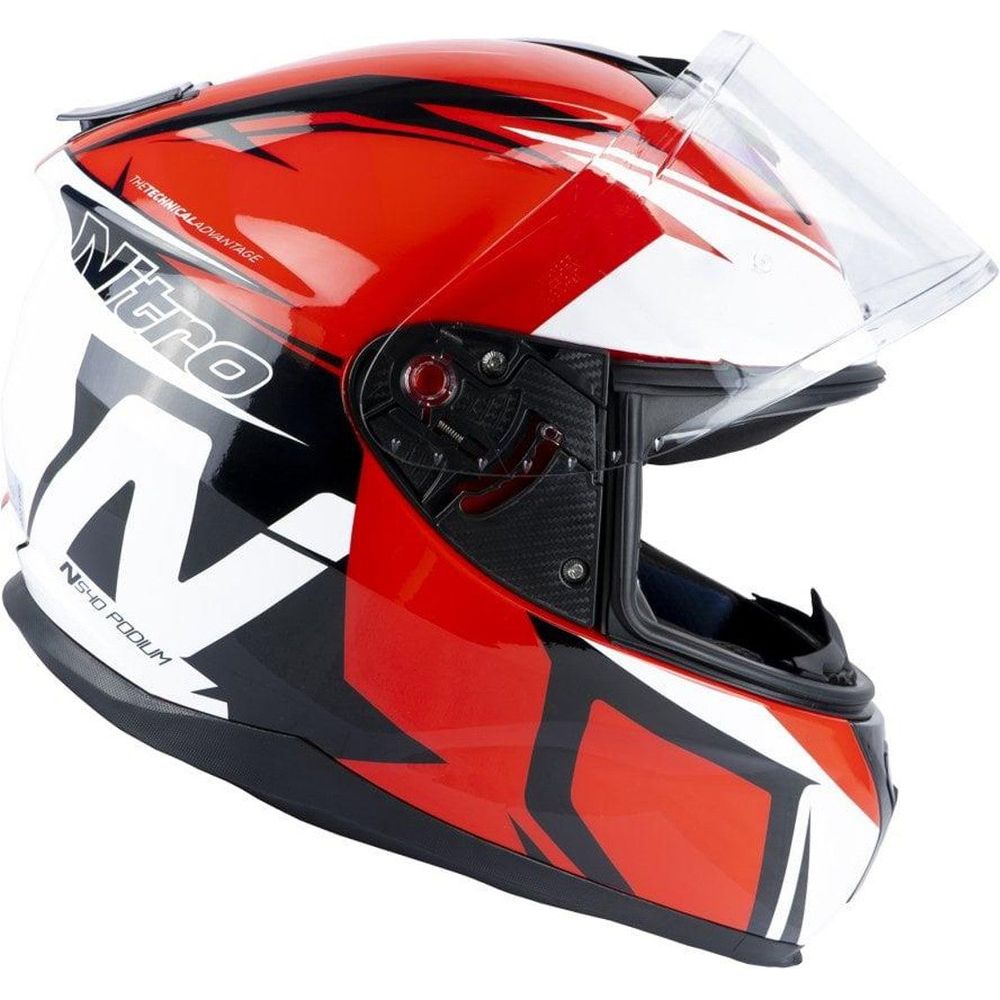 Nitro N540 DVS Podium Full Face Helmet Gloss White / Black / Red - FREE UK Shipping, FREE 365 Day Returns | Moto Central