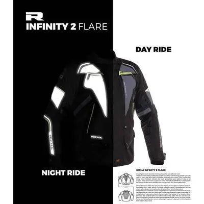 Richa Infinity 2 Flare Textile Jacket Black / Grey / Fluo Yellow - FREE UK Shipping, FREE 365 Day Returns | Moto Central