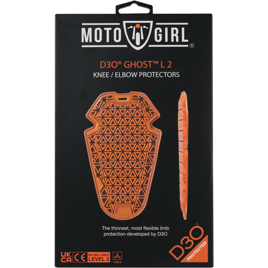 MotoGirl D3O Ghost L2 Ladies Knee / Elbow Protector Orange - Pair - FREE UK Shipping, FREE 365 Day Returns | Moto Central