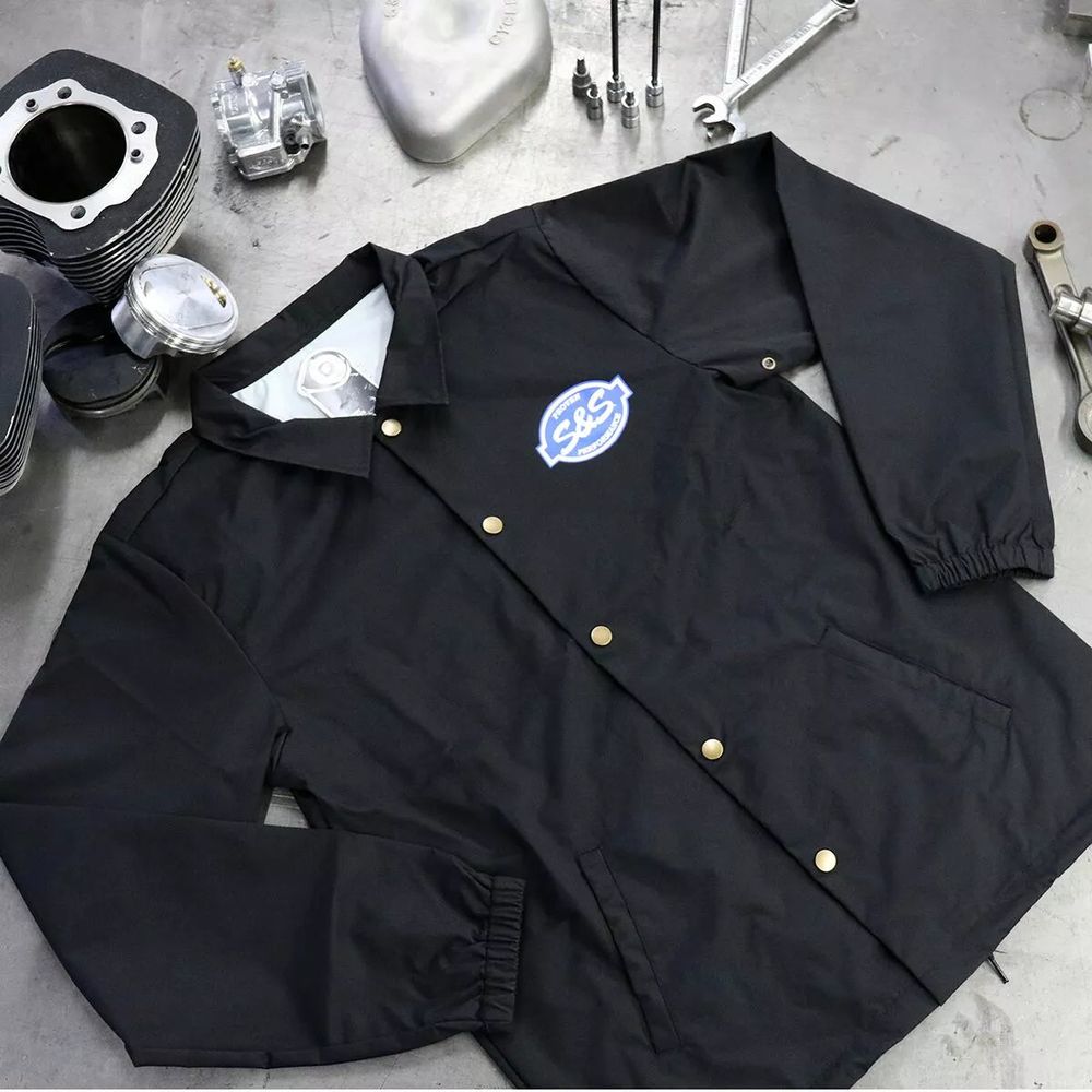 S&S Cycle Button Down Windbreaker Jacket Black