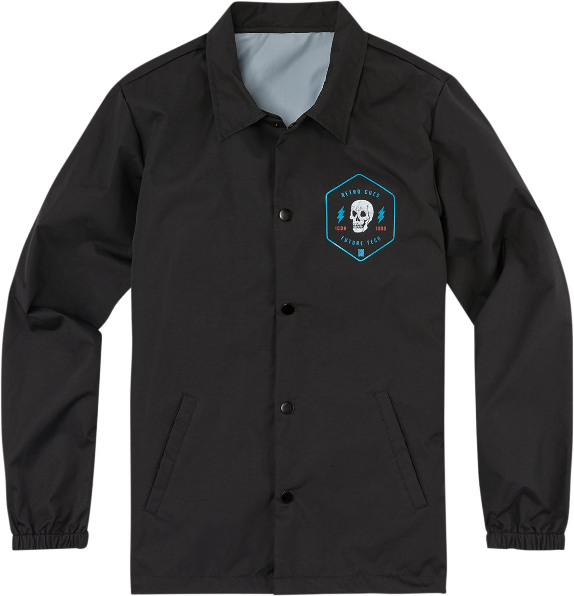 Icon 1000 Retroskull Coach Casual Jacket Black  - FREE UK Shipping, FREE 365 Day Returns | Moto Central