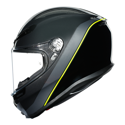 AGV K6 Minimal Full Face Helmet Gunmetal / Black / Fluo Yellow - FREE UK Shipping, FREE 365 Day Returns | Moto Central