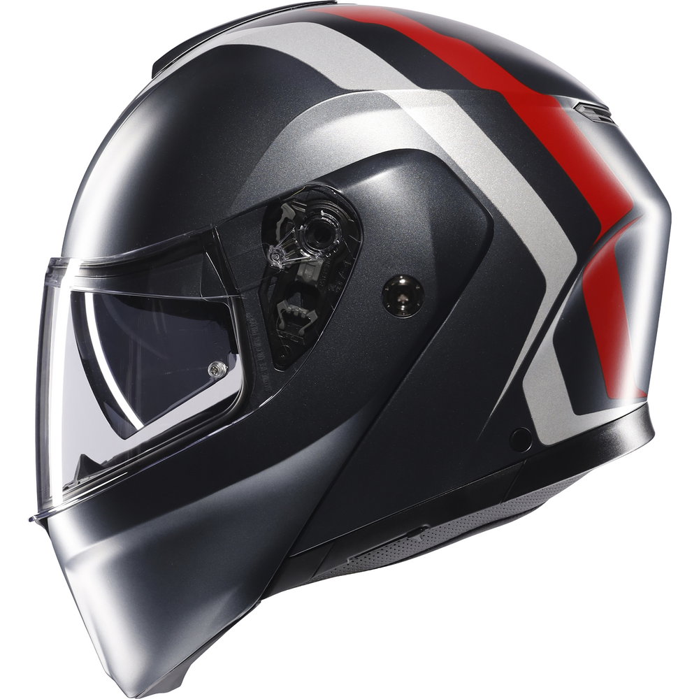 AGV Street Modular Resia Flip-Up Helmet Grey / Silver / Red - FREE UK Shipping, FREE 365 Day Returns | Moto Central