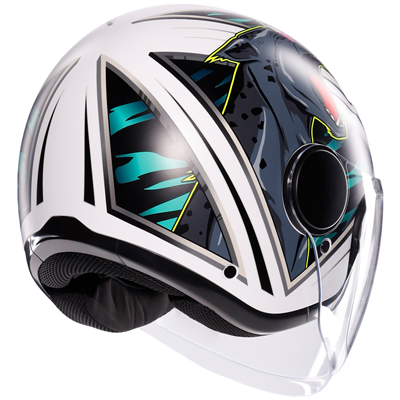 AGV Eteres Ghepard Open Face Helmet White / Black / Green  - FREE UK Shipping, FREE 365 Day Returns | Moto Central