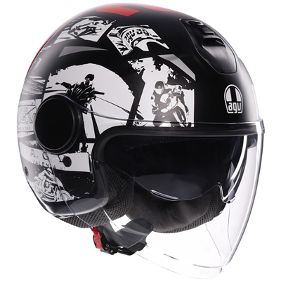 AGV Eteres History Open Face Helmet Matt Black / White / Red