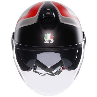 AGV Eteres Scaglieri Open Face Helmet Matt Grey / Red  - FREE UK Shipping, FREE 365 Day Returns | Moto Central