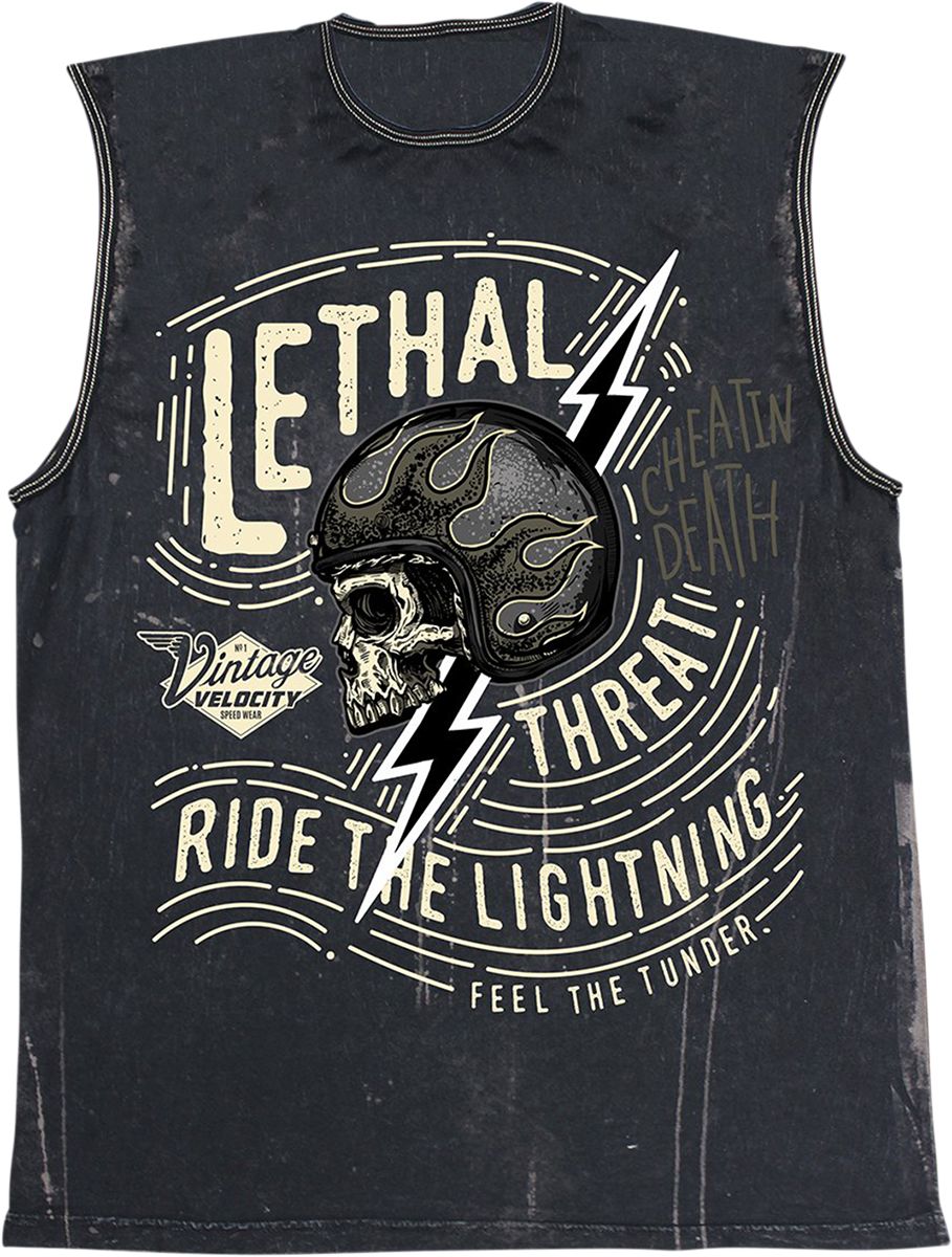 Lethal Threat Vintage Velocity Ride the Lightning Tank Top Navy Blue