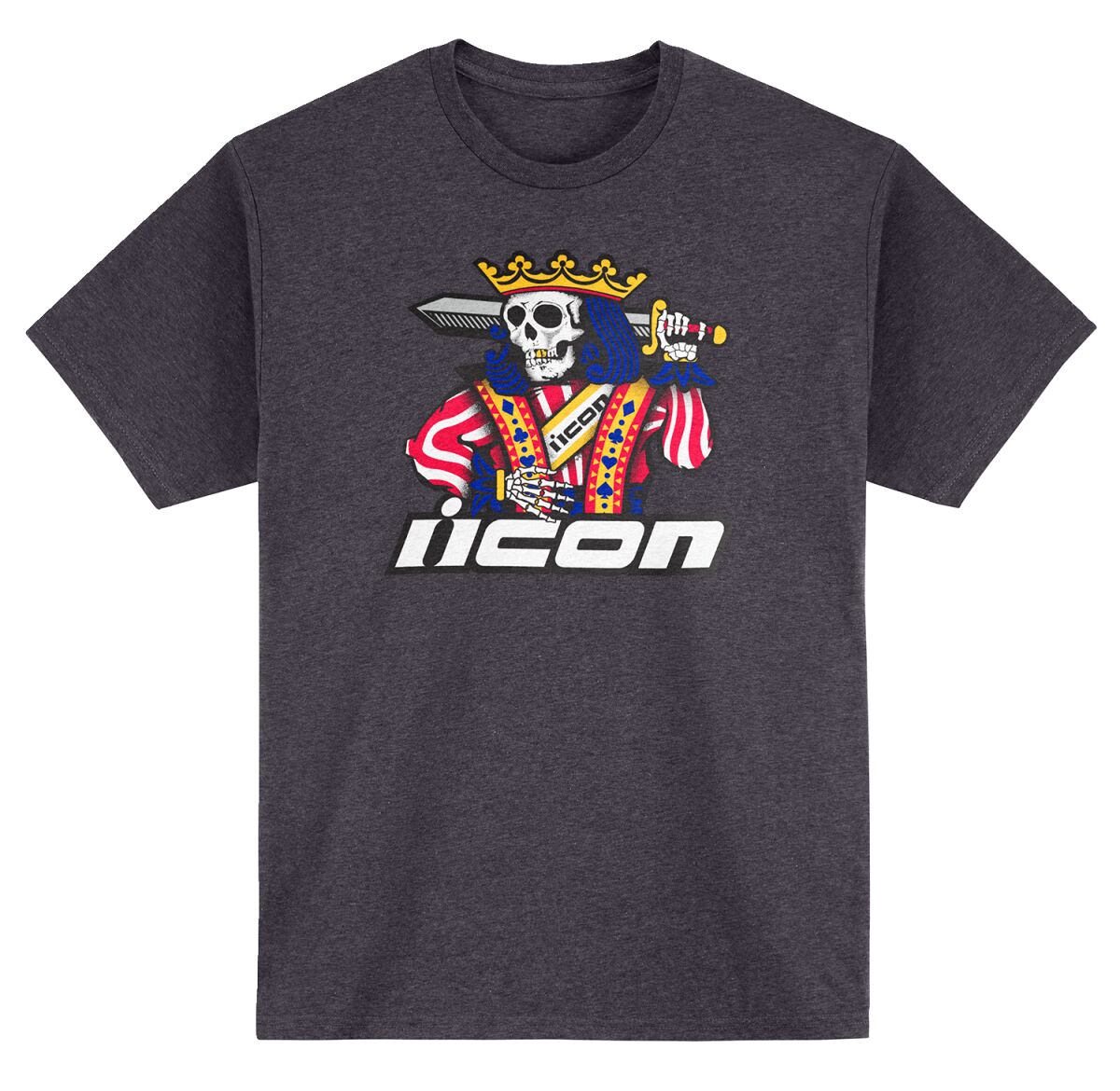 Icon Suicide King Casual T-Shirt Heather Charcoal / Red / White