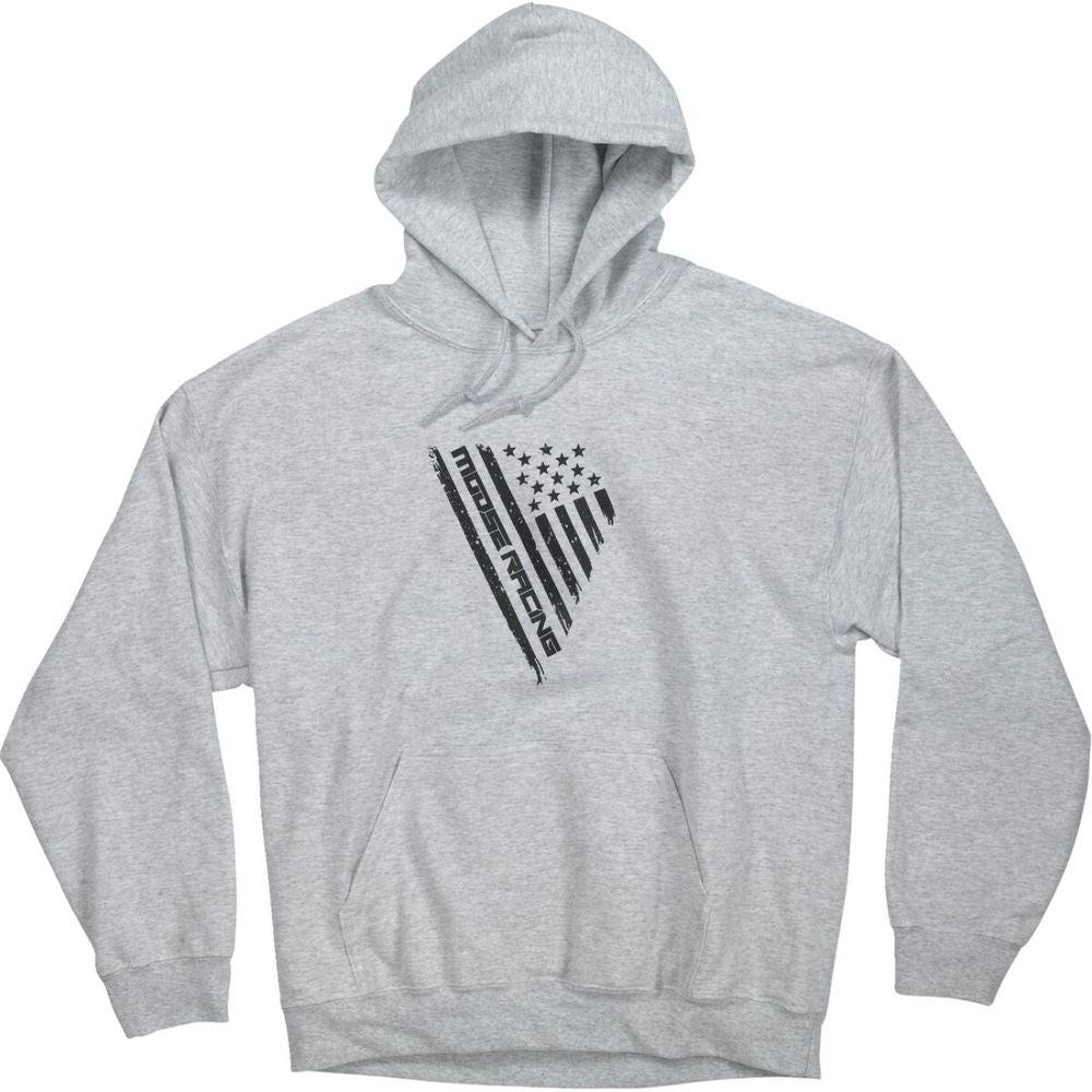 Moose Racing Salute Grungy Flag Hoodie Ash Grey - FREE UK Shipping, FREE 365 Day Returns | Moto Central