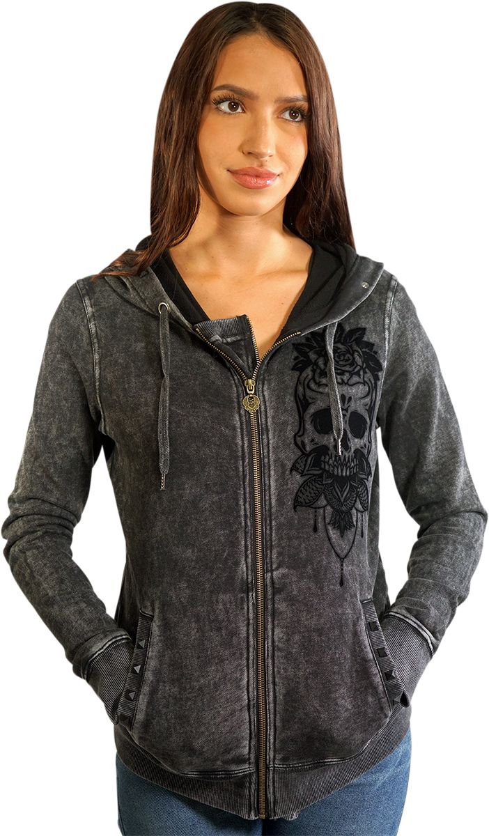 Lethal Threat Spirit of Angels Skull Ladies Hoodie Grey