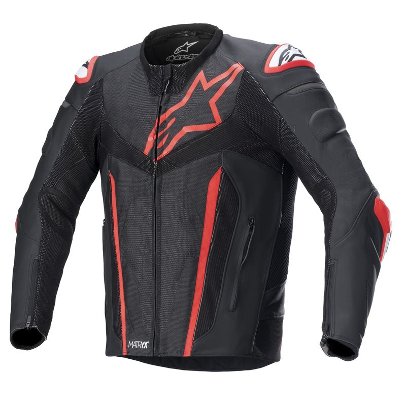 Alpinestars Fusion Leather Jacket Black / Fluo Red