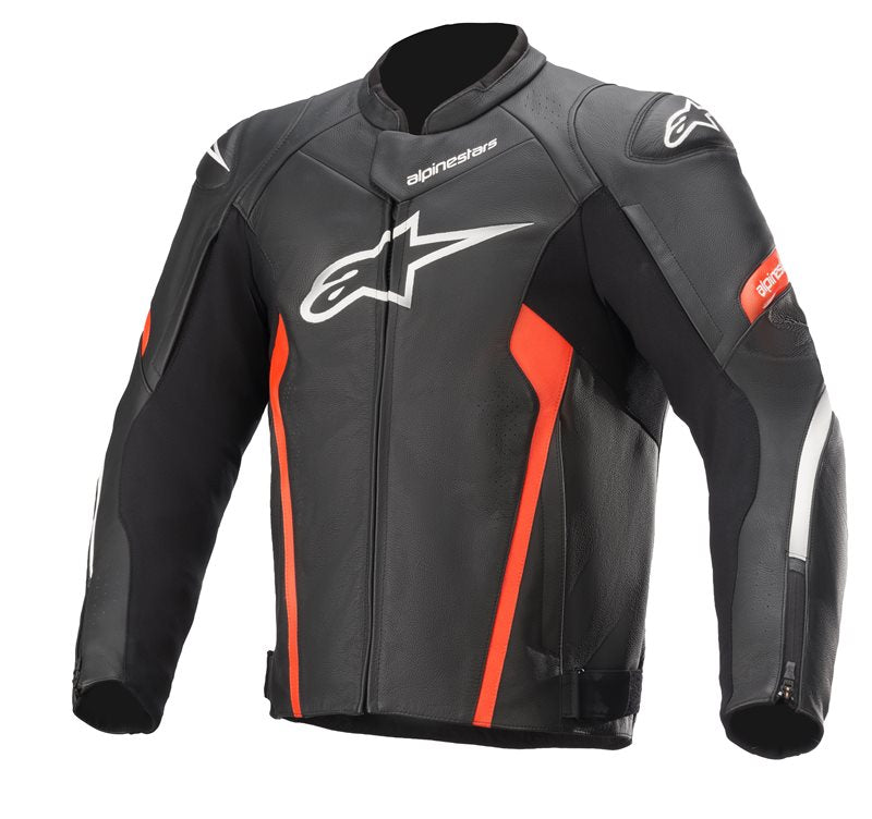 Alpinestars Faster V2 Leather Jacket Black / Fluo Red