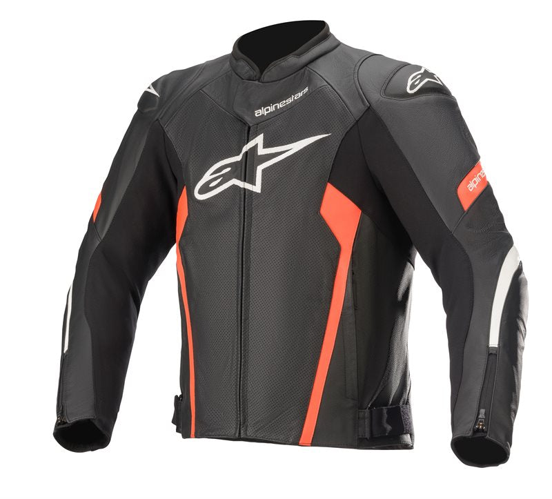 Alpinestars Faster V2 Airflow Leather Jacket Black / White / Fluo Red