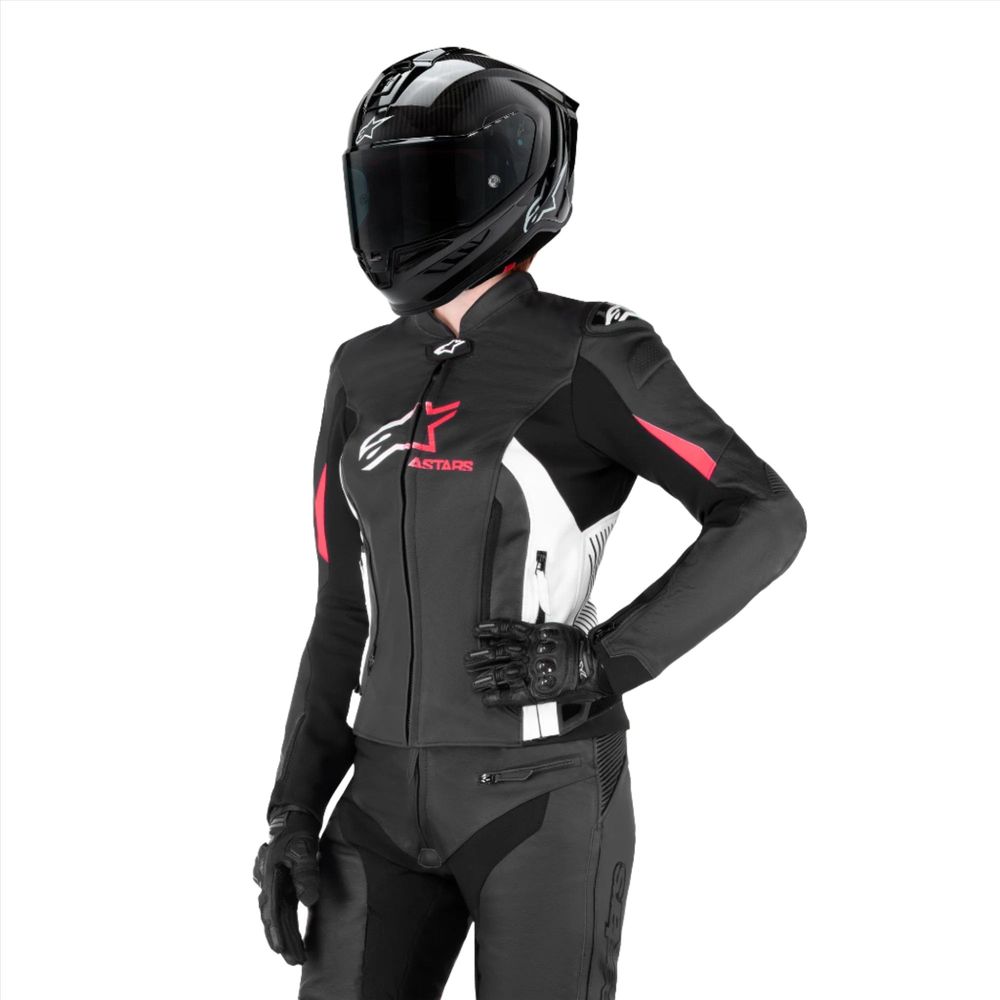 Alpinestars Stella GP Plus V4 Ladies Leather Jacket Black / White / Diva Pink