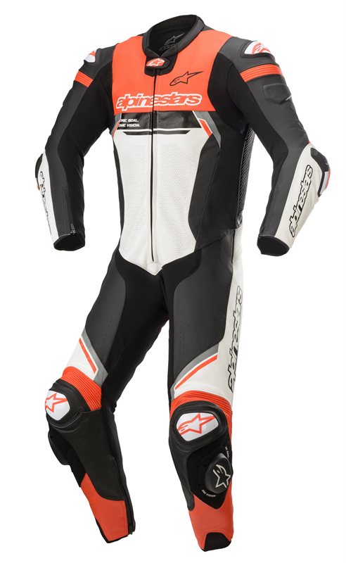 Alpinestars Missile V2 Ignition One Piece Leather Suit Black / White / Fluo Red