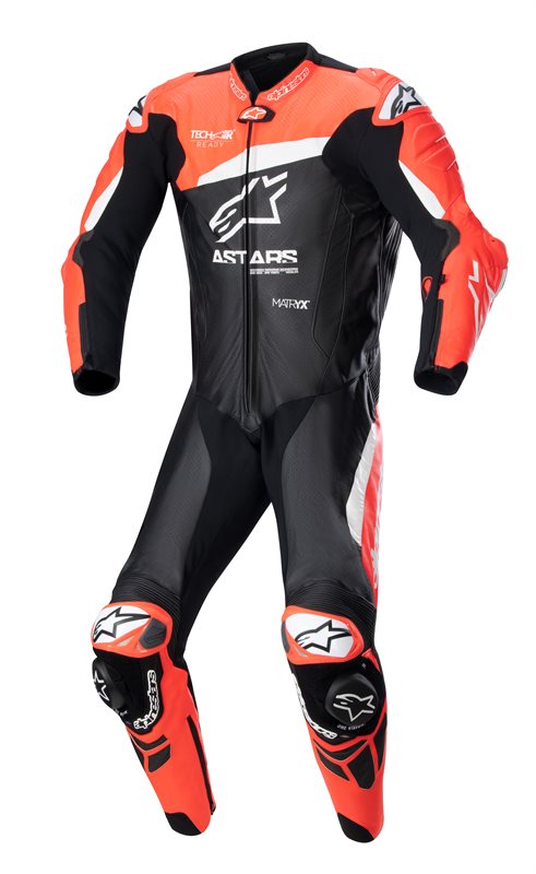 Alpinestars GP Plus V4 One Piece Leather Suit Black / Fluo Red / White