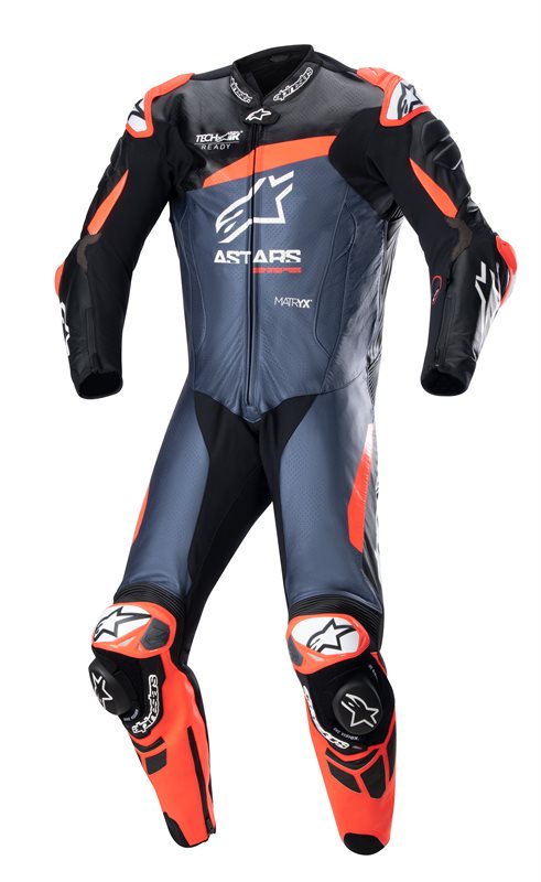 Alpinestars GP Plus V4 One Piece Leather Suit Black / Fluo Red / Dark Blue