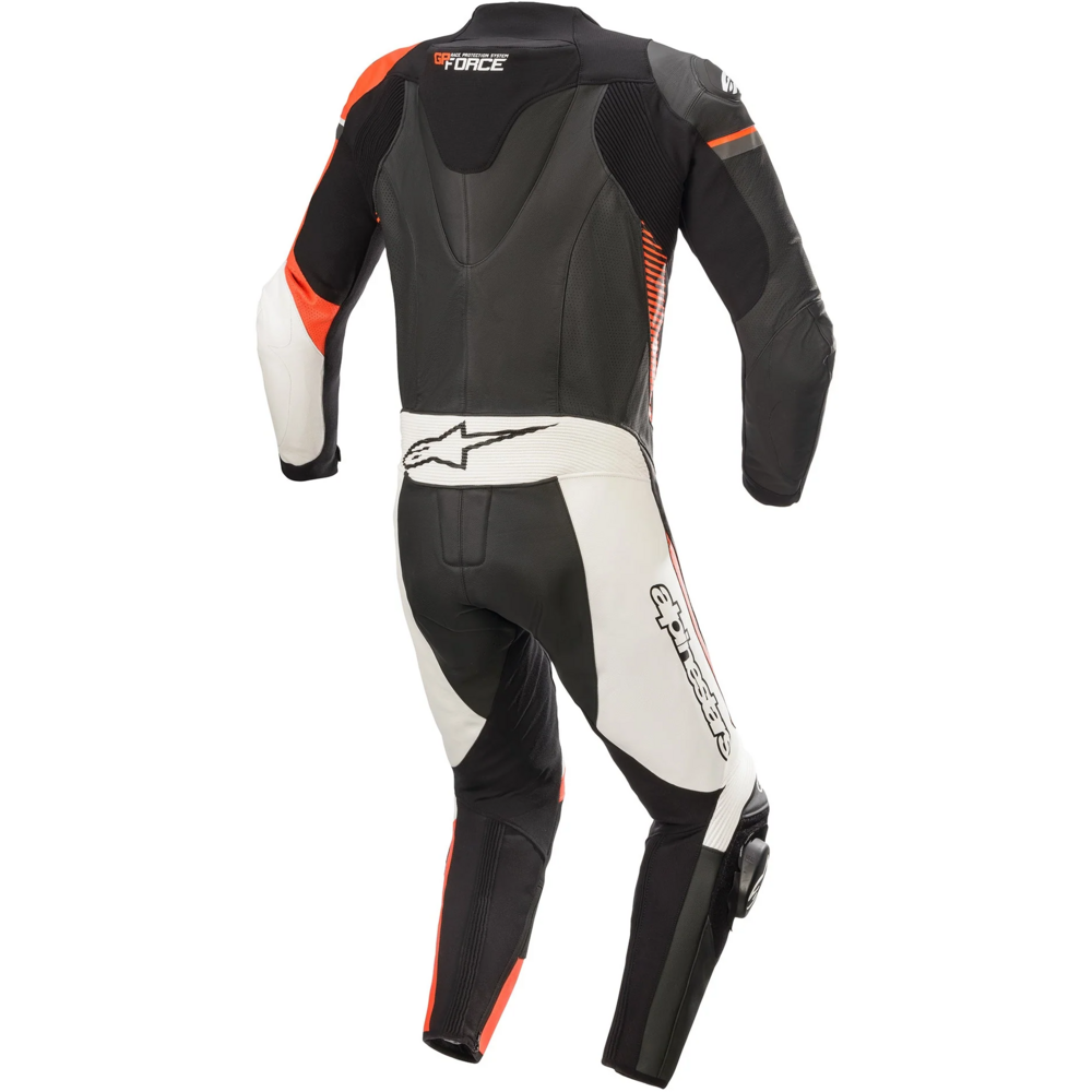 Alpinestars GP Force Phantom One Piece Leather Suit Black / White / Fluo Red