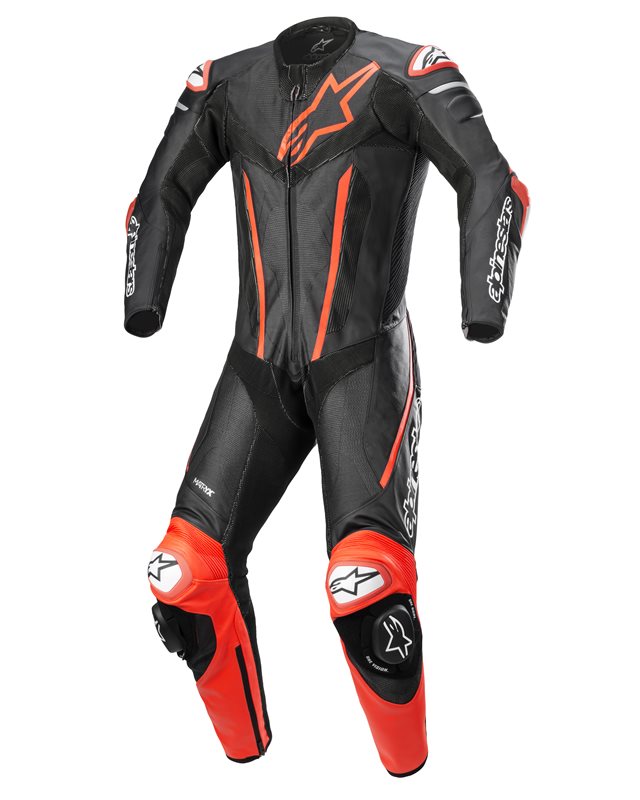 Alpinestars Fusion One Piece Leather Suit Black / Fluo Red