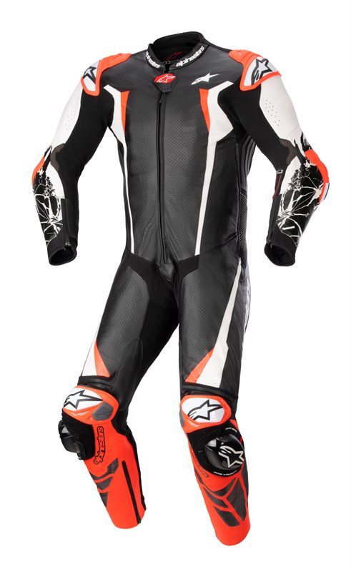 Alpinestars Racing Absolute V2 One Piece Leather Suit Black / White / Fluo Red