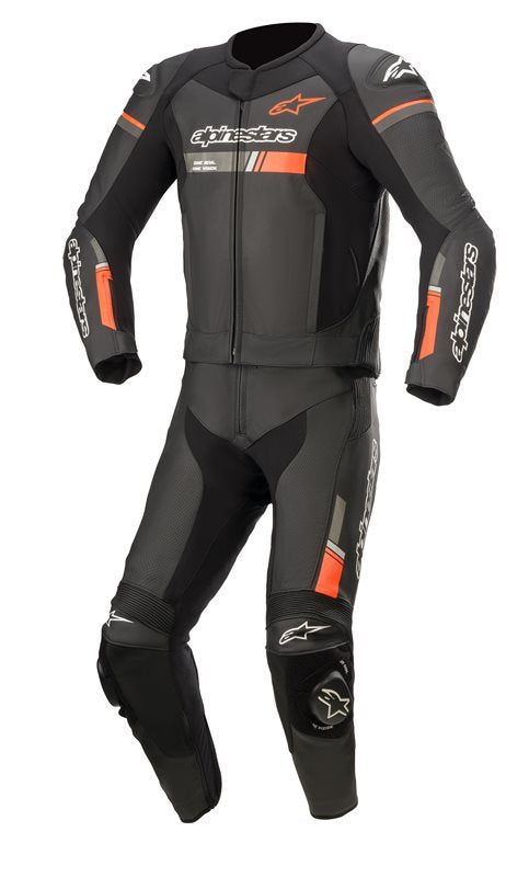 Alpinestars GP Force Chaser Two Piece Leather Suit Black / Fluo Red