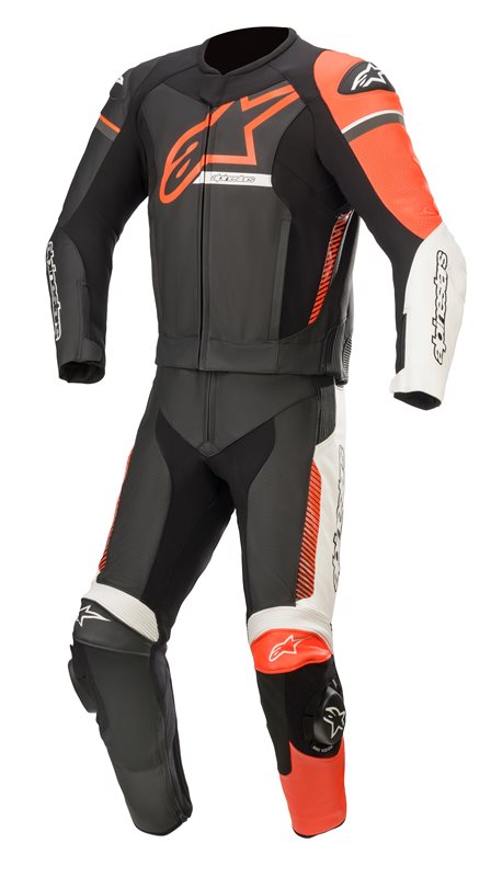 Alpinestars GP Force Phantom Two Piece Leather Suit Black / White / Fluo Red