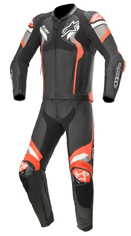 Alpinestars Atem V4 Two Piece Leather Suit Black / Mid Grey / Fluo Red