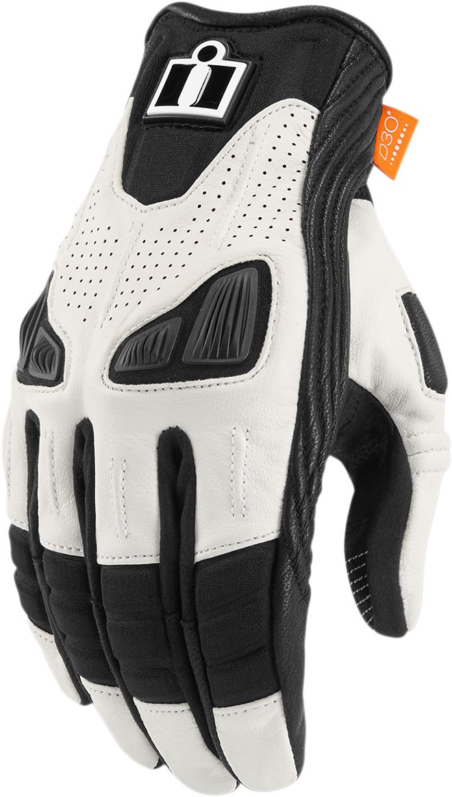 Icon Automag 2 Short Leather Gloves White / Black