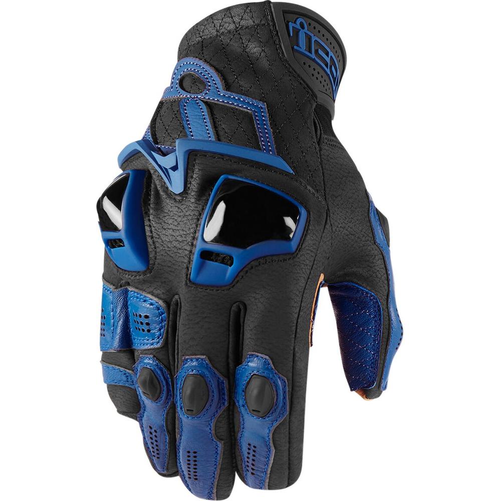 Icon Hypersport Short Leather Gloves Blue