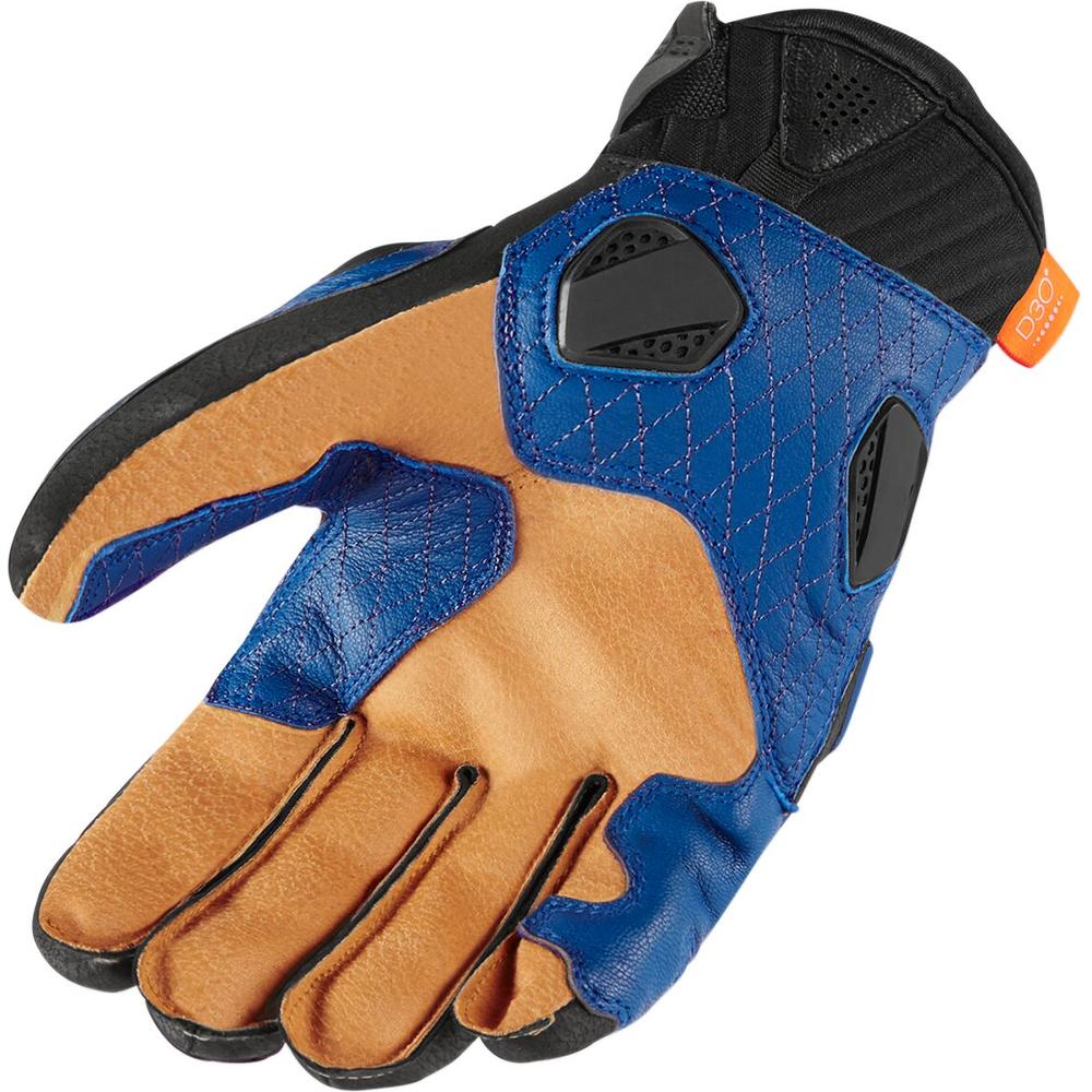 Icon Hypersport Short Leather Gloves Blue - FREE UK Shipping, FREE 365 Day Returns | Moto Central