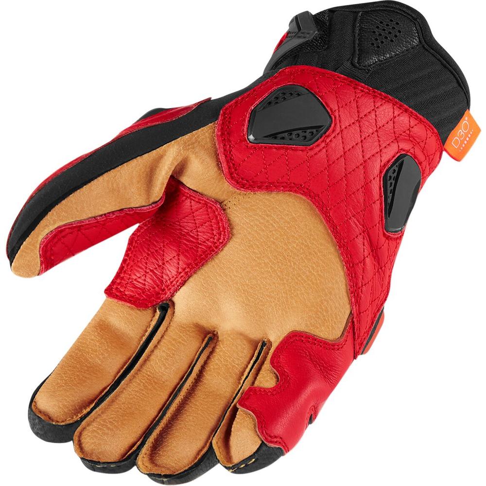 Icon Hypersport Short Leather Gloves Red  - FREE UK Delivery - Moto Central